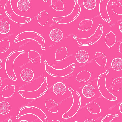 Fruit Pattern, Summer Pattern, Lemon, Lime, Orange, Banana — Pink