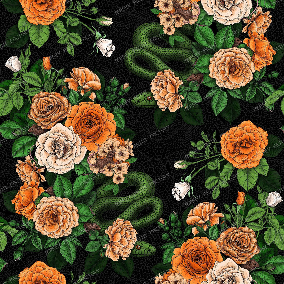 Hidden in the roses — in green and orange