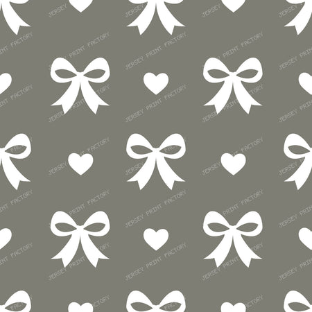 Bow Pattern, Coquette Bow, Ribbon, Cute Bow, White Bow, Hearts, Black — Gray 2