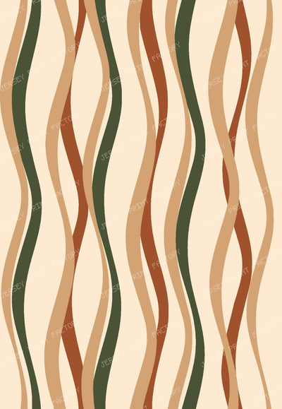 Rich Espresso and Caramel Retro Wavy Stripes