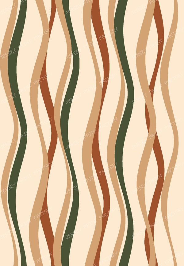 Rich Espresso and Caramel Retro Wavy Stripes
