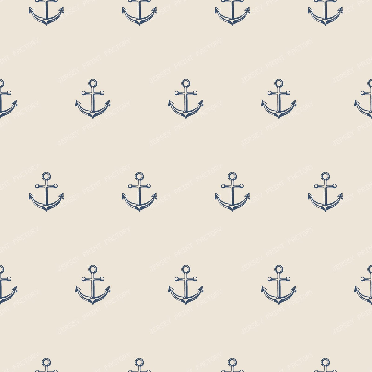 Brady - Nautical Anchor - Navy & Blue — Cream & Navy