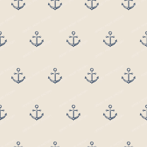 Brady - Nautical Anchor - Navy & Blue — Cream & Navy