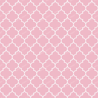 Black And White Latticework, Quatrefoil, Trellis — Pink
