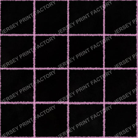 Pink Chalk Grid Lines on Black - Squares, Check
