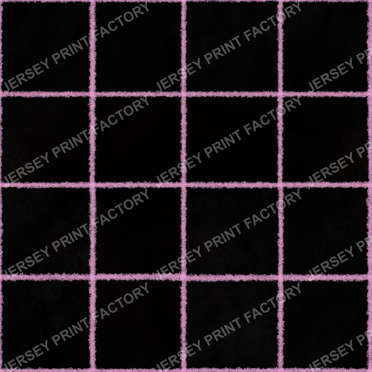 Pink Chalk Grid Lines on Black - Squares, Check