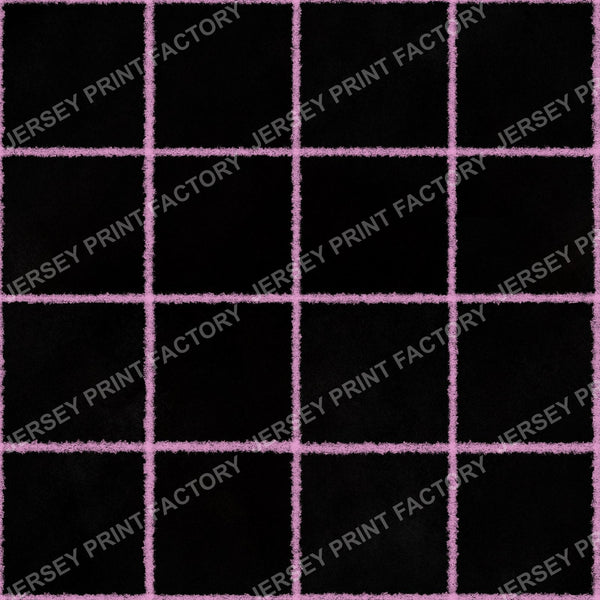 Pink Chalk Grid Lines on Black - Squares, Check