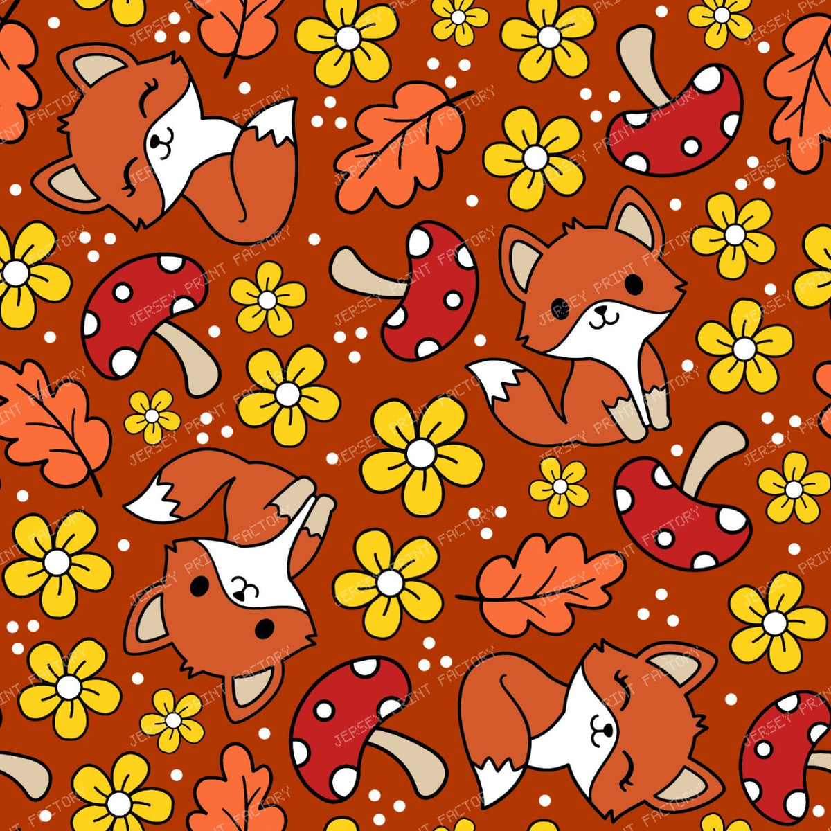 Cute Fall Fox Friends in Rustic Red