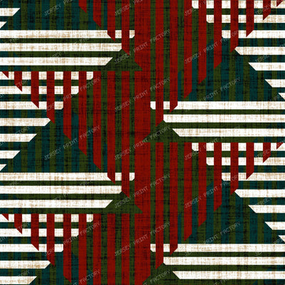 Maximalist Christmas Geometric Weave in Red and Green