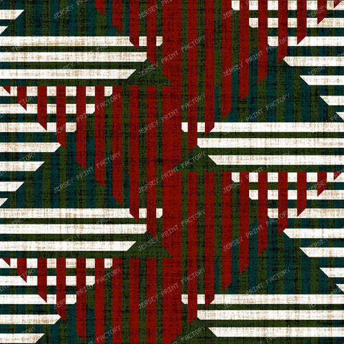 Maximalist Christmas Geometric Weave in Red and Green