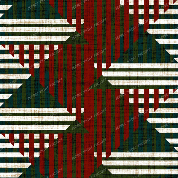Maximalist Christmas Geometric Weave in Red and Green