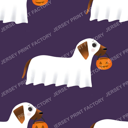 Trick Or Treat Dachshund Dog Halloweenie – Ghost Dog On Purple