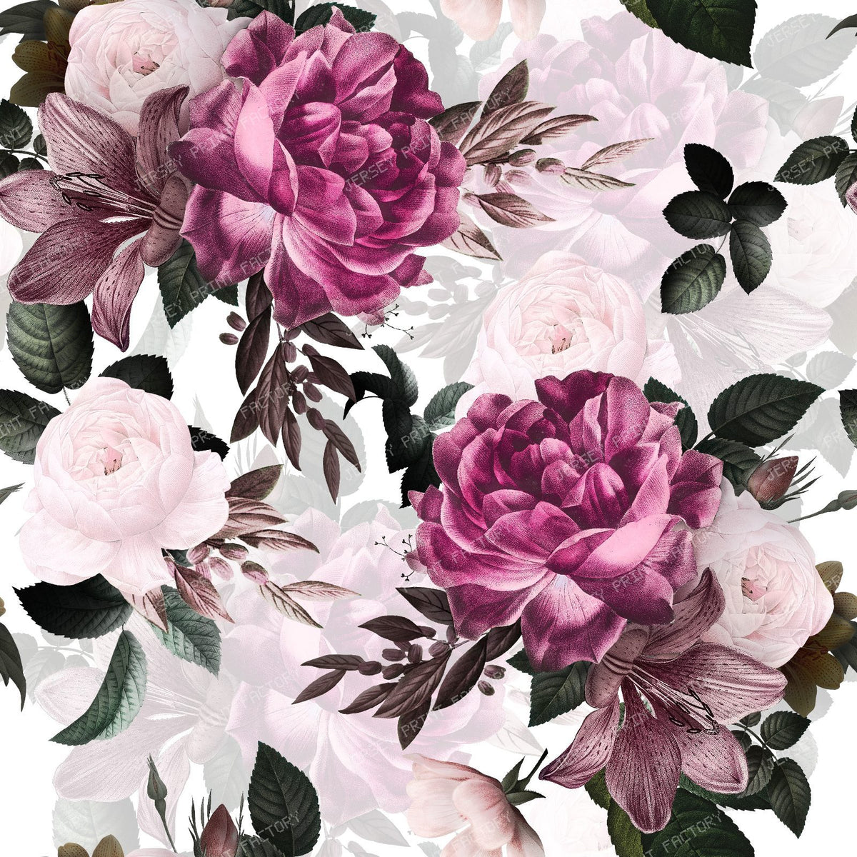Burgundy Blush Roses – Vintage Victorian Grandmillennial Maximalist Romance - White