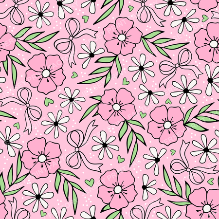 Coquette Meadow Wildflower Floral In Soft Pink