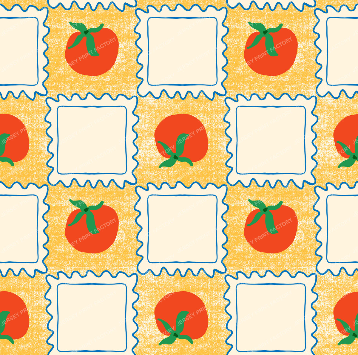 Fun Tomato Ravioli Pasta Checkerboard in Yellow Copyrighted Design