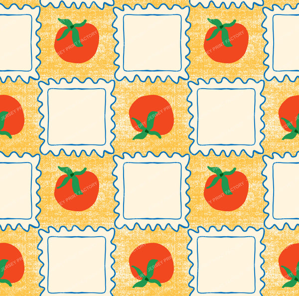 Fun Tomato Ravioli Pasta Checkerboard in Yellow Copyrighted Design