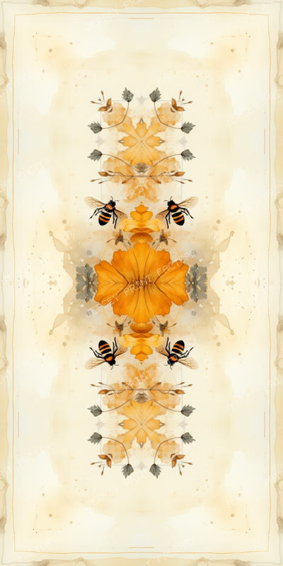 Abstract Rocky Mountain Wildflower and Bee Watercolor Fabric Printing