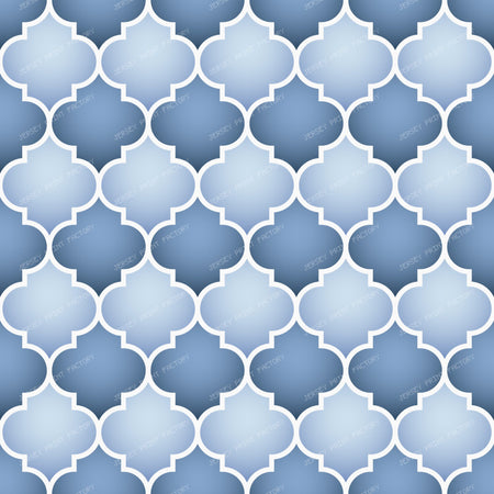 Moroccan Trellis Geometric Pattern White Blue