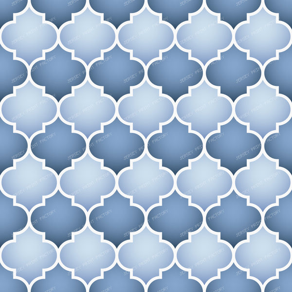 Moroccan Trellis Geometric Pattern White Blue