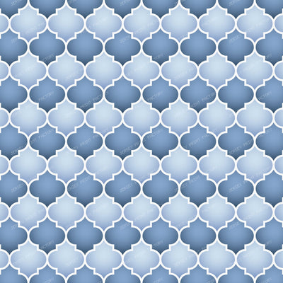 Moroccan Trellis Geometric Pattern White Blue