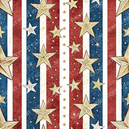 Patriotic Gold Stars Vertical Stripes