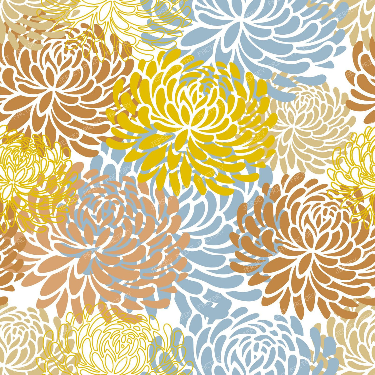 Blue Dahlia, Brown Dahlia, Floral Pattern, Dahlia Pattern — Colorful 2