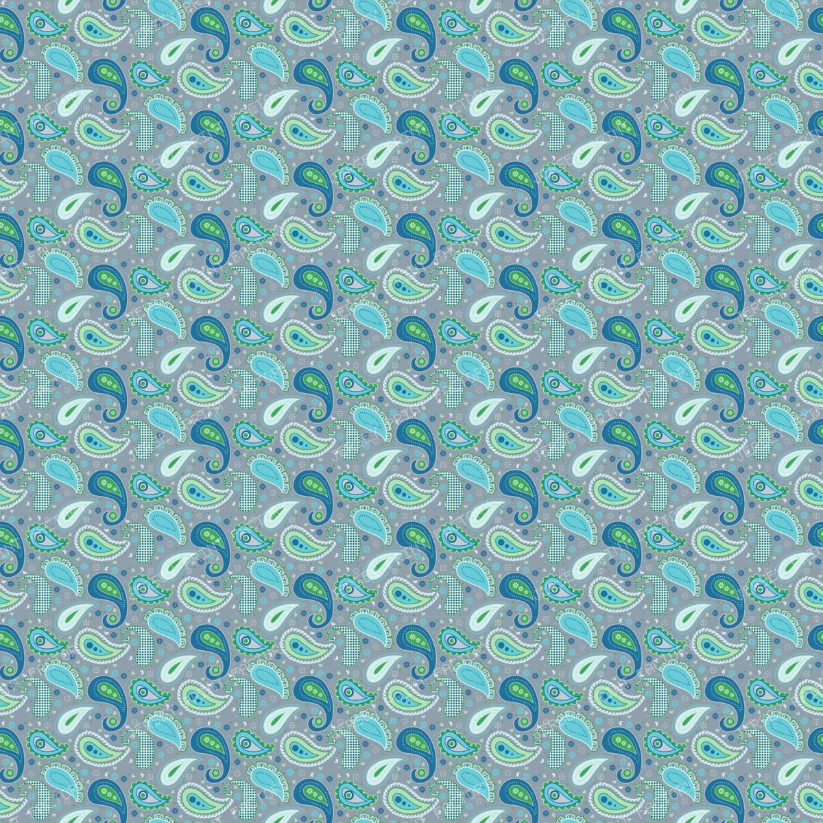 Cool Colors on Gray Paisley