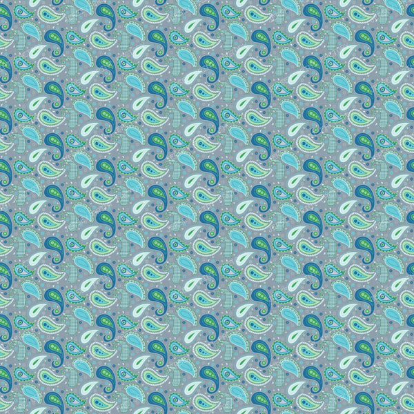 Cool Colors on Gray Paisley