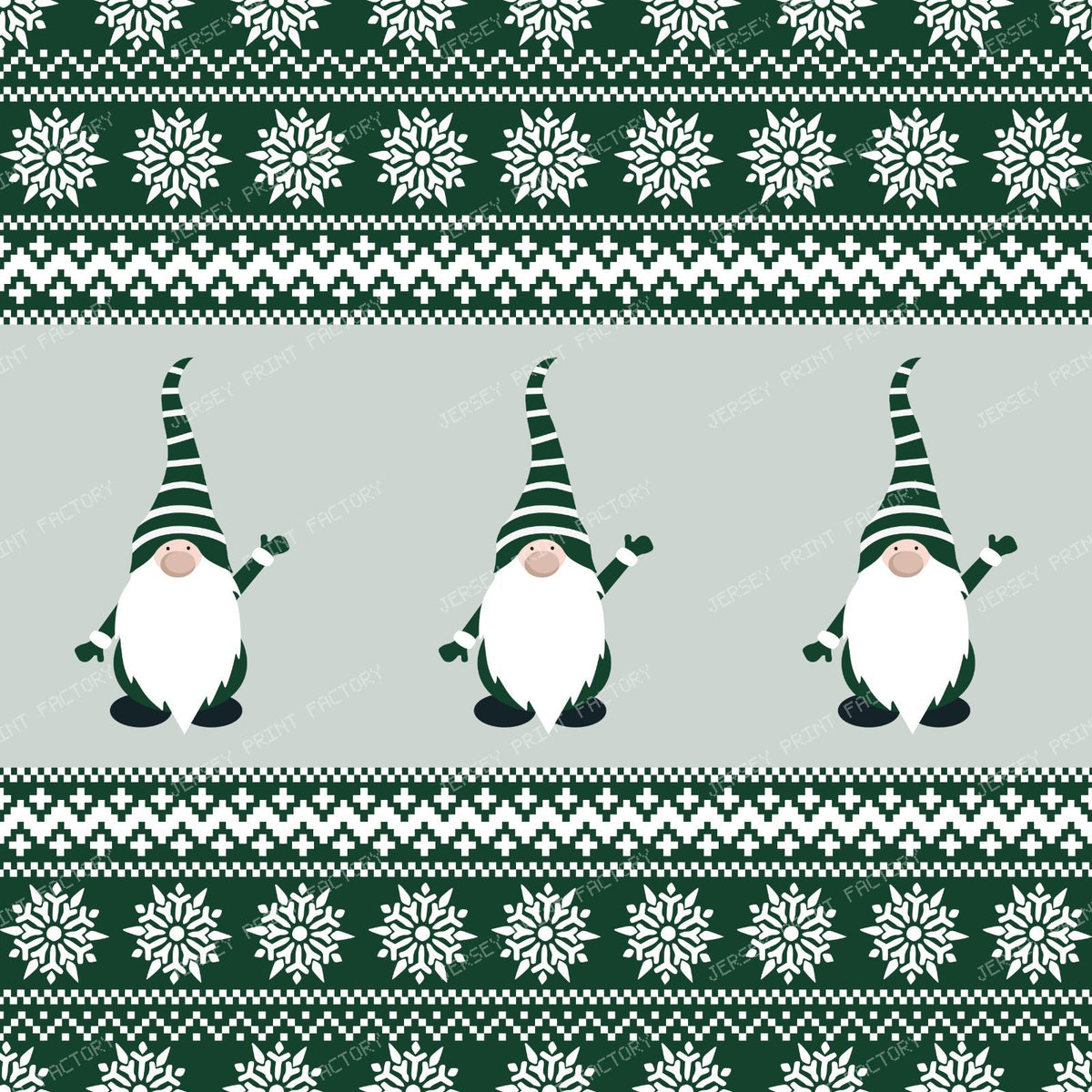 Ugly Christmas Sweater, Snowflakes, Cute Gnome, Blue — Green