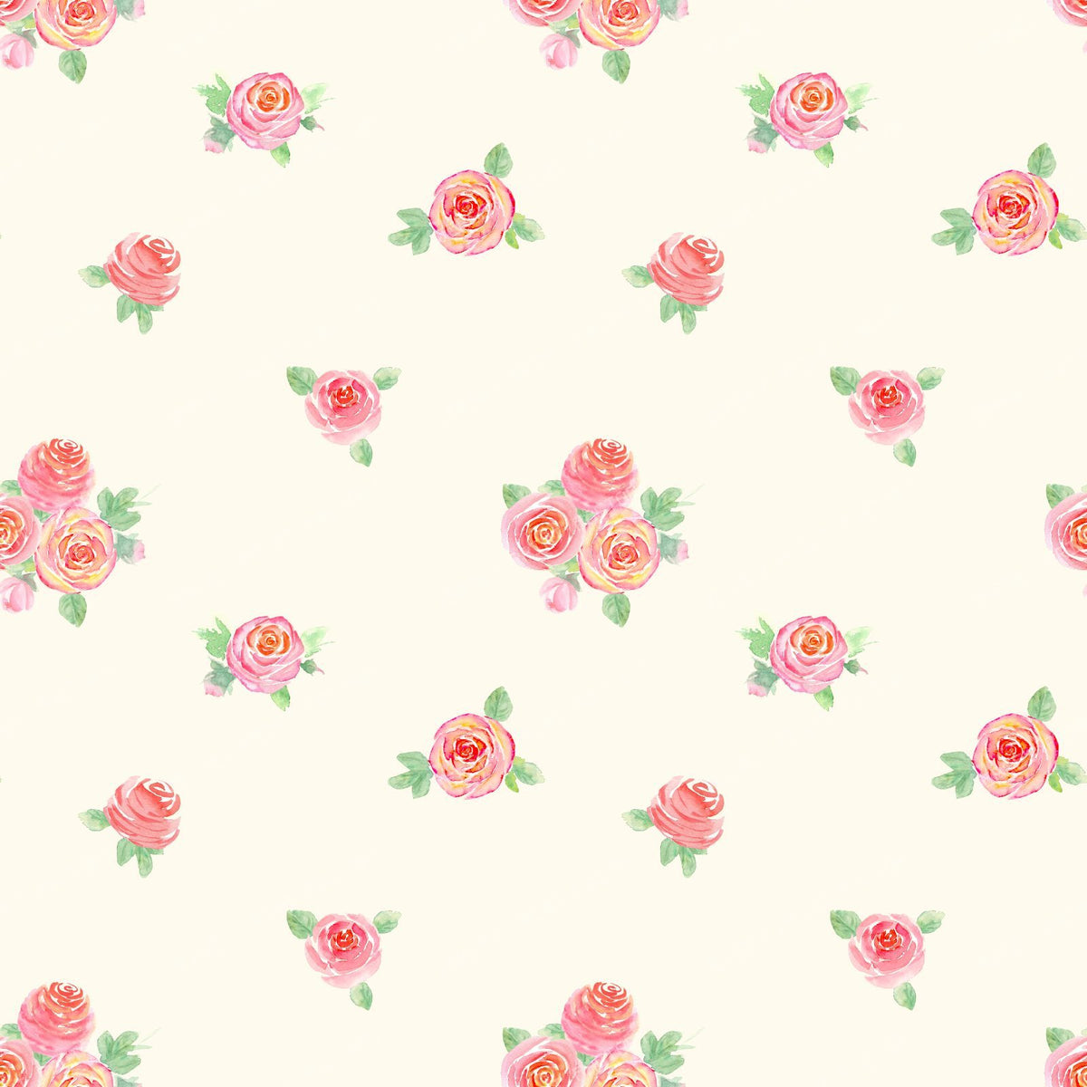 Watercolor roses flowers. Beautiful floral seamless pattern.