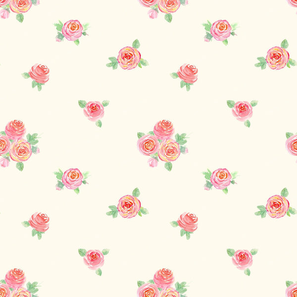 Watercolor roses flowers. Beautiful floral seamless pattern.