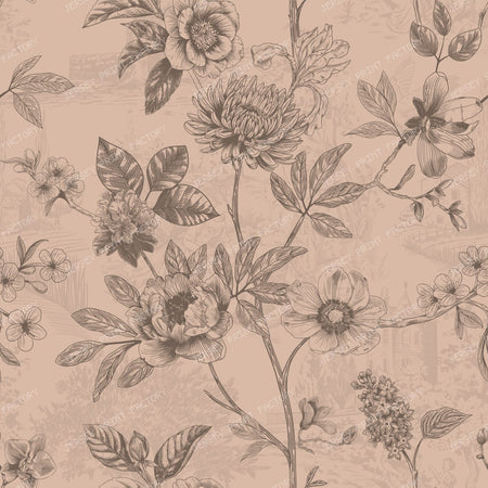 2026 PJP 100 — 23 Country Roses Floral Vines Pen and Ink French Provincial - Ecru