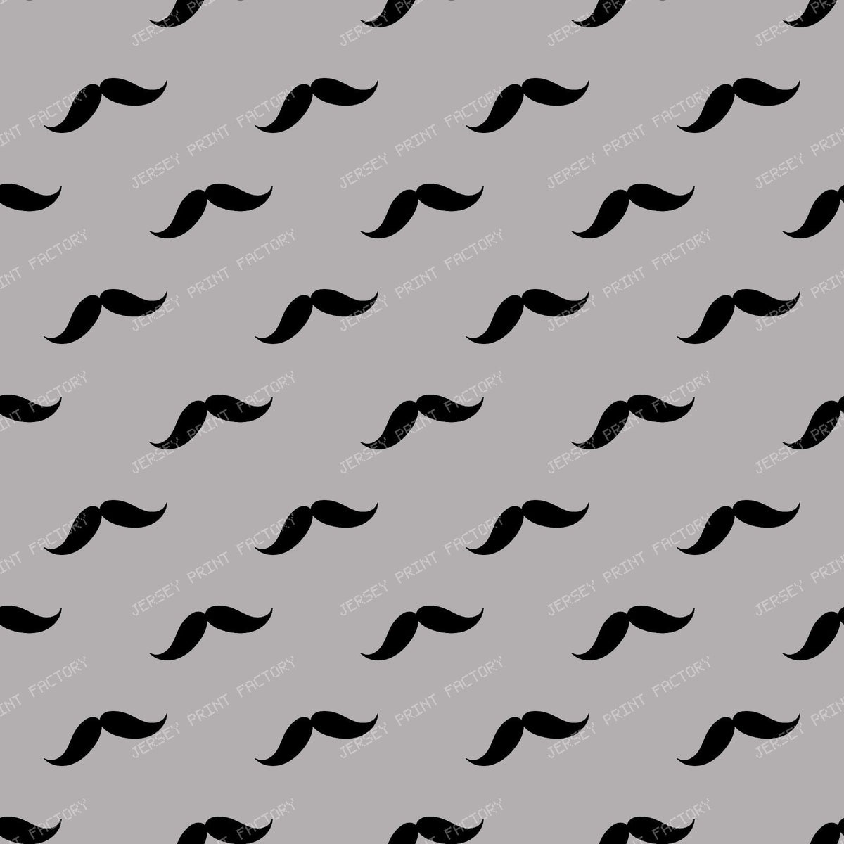 Mustache Pattern, Curly Mustache, Black and White — Gray 2