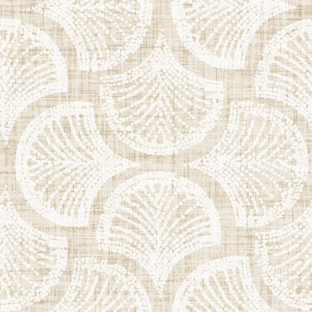 Powder Blue Ginkgo Fan Scallop Batik — greige