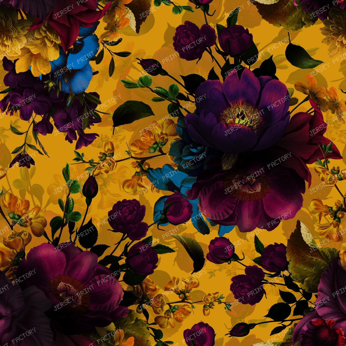 Golden Yellow and Purple Roses – Vintage Victorian Grandmillennial Romance - Yellow