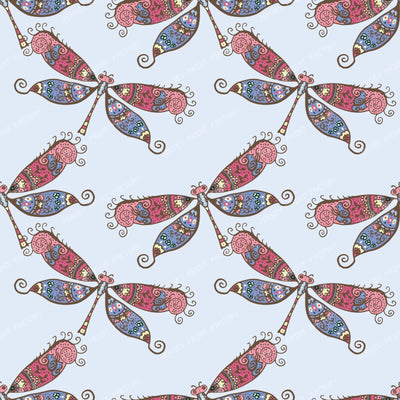 Dragonfly Pattern, Colorful Dragonflies, Insects (Tileable)