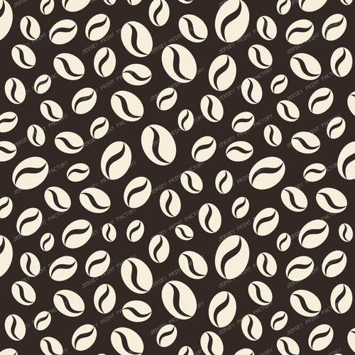 Coffee Beans Seamless Pattern White on Brown