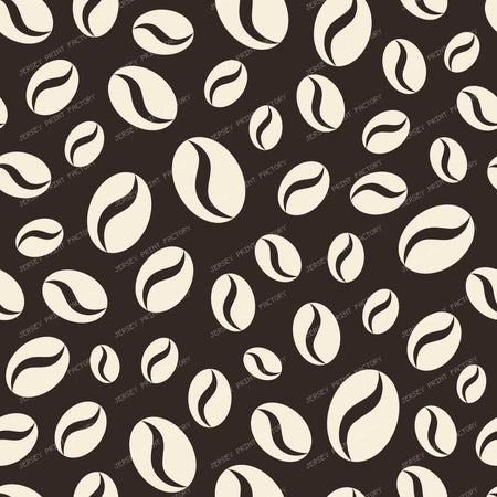 Coffee Beans Seamless Pattern White on Brown