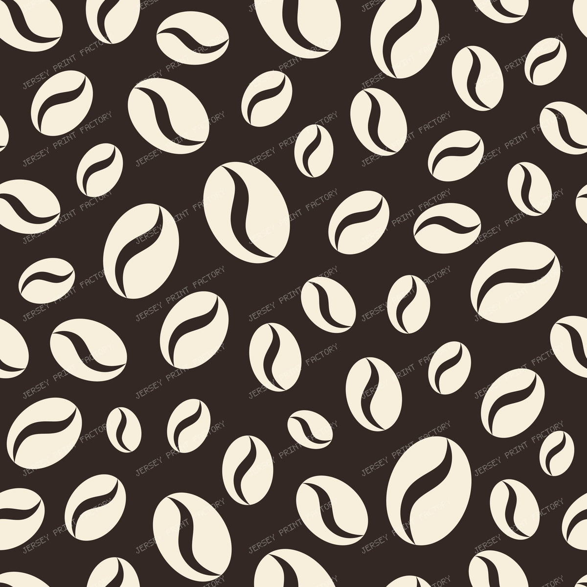 Coffee Beans Seamless Pattern White on Brown