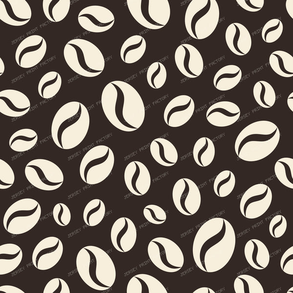 Coffee Beans Seamless Pattern White on Brown
