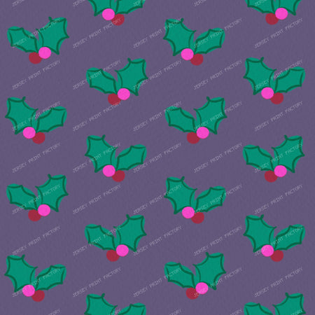 Christmas Holly on Purple — Muted purple