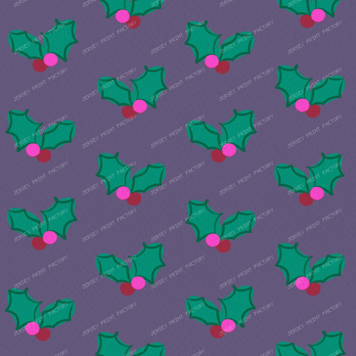 Christmas Holly on Muted purple