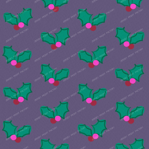 Christmas Holly on Muted purple