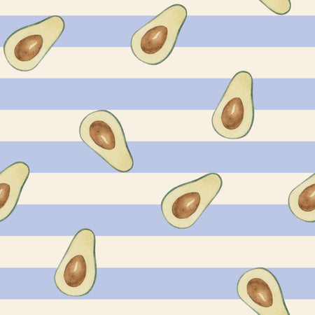 Cute Avocados With Blue Stripes Background