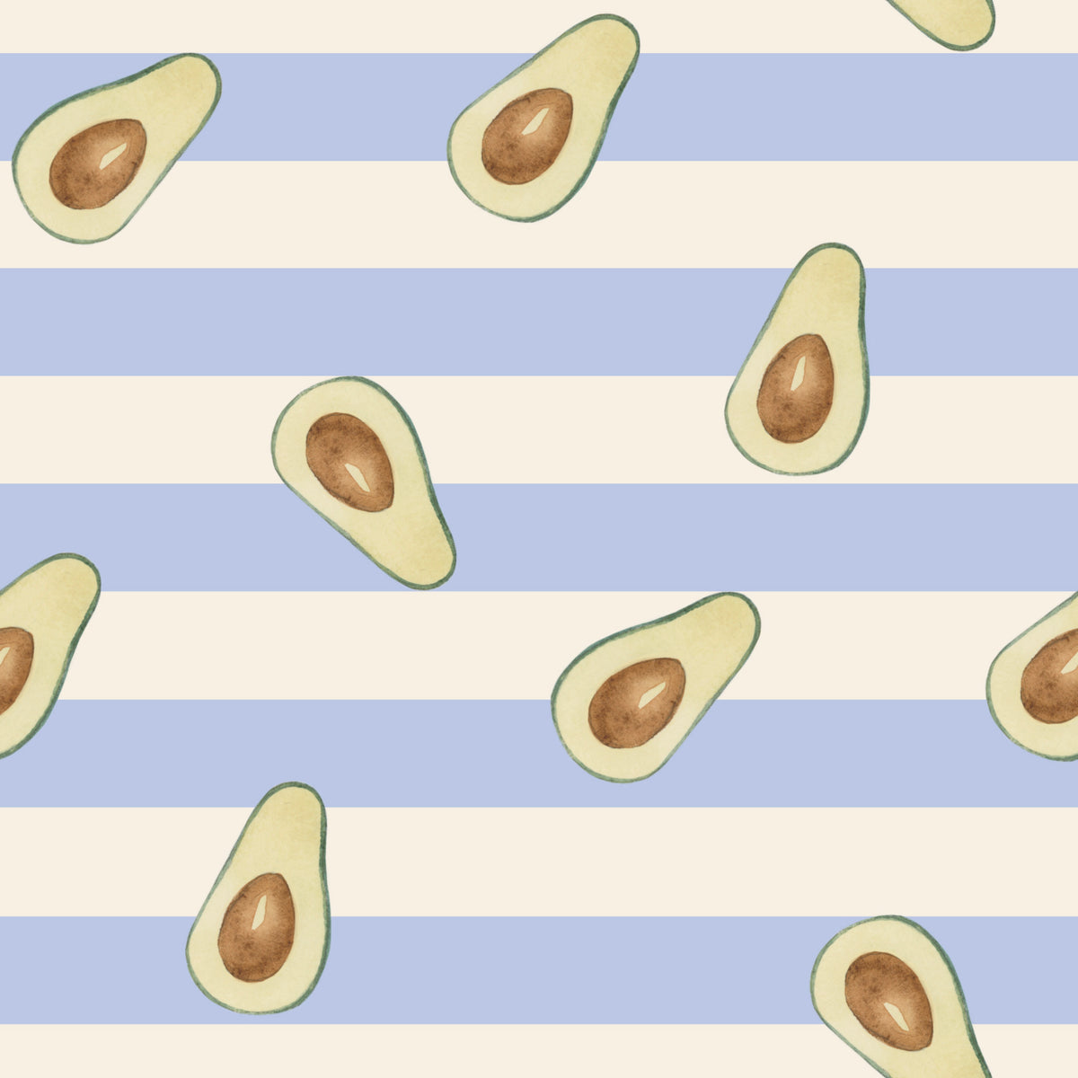 Cute Avocados With Blue Stripes Background