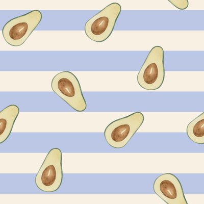 Cute Avocados With Blue Stripes Background