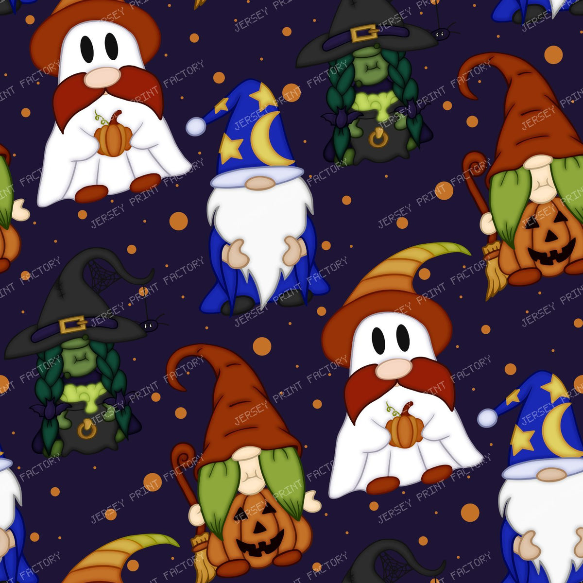 Gnome-o-Ween (Large) — Orange on Purple