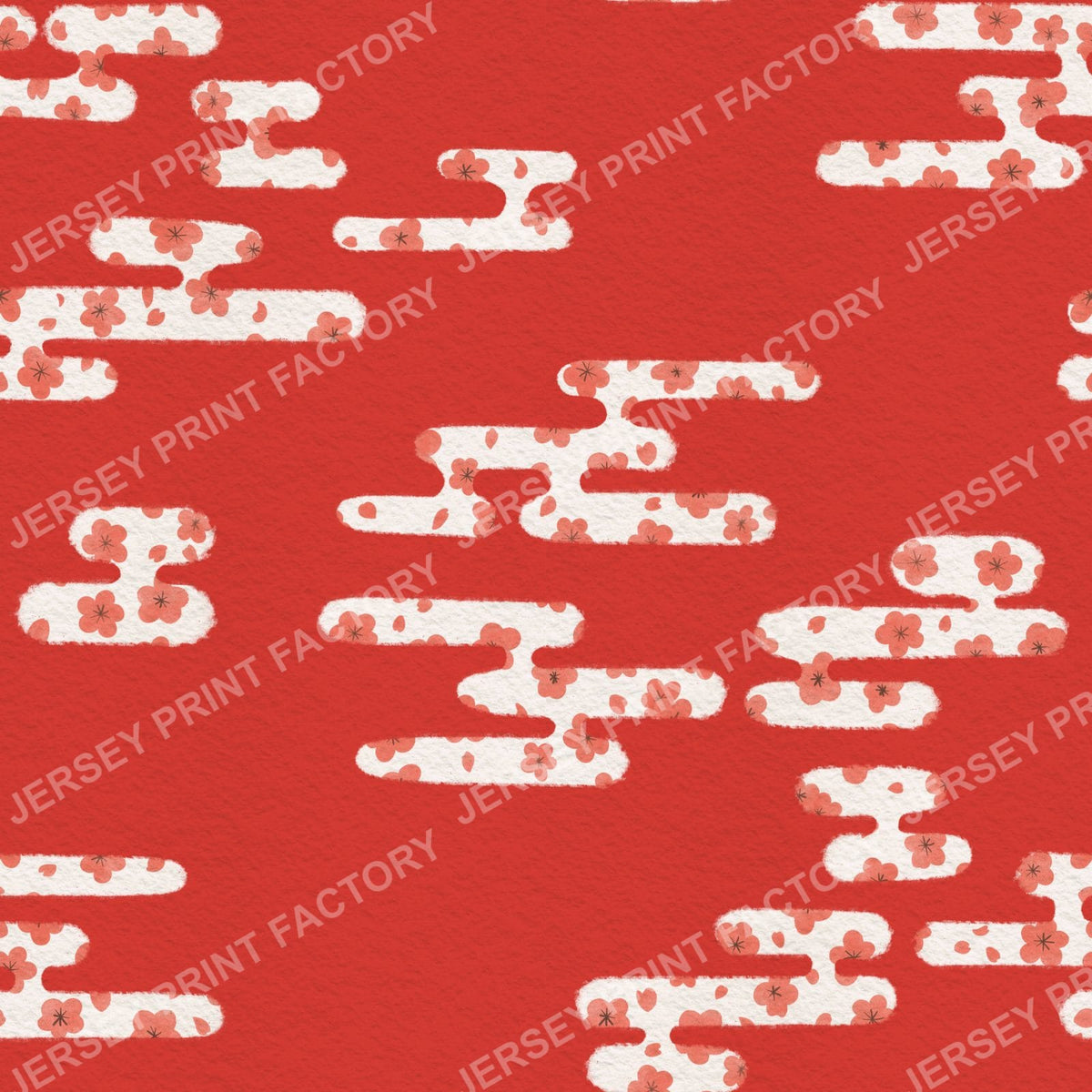 Japanese style clouds with Sakura Cherry Blossom - Red