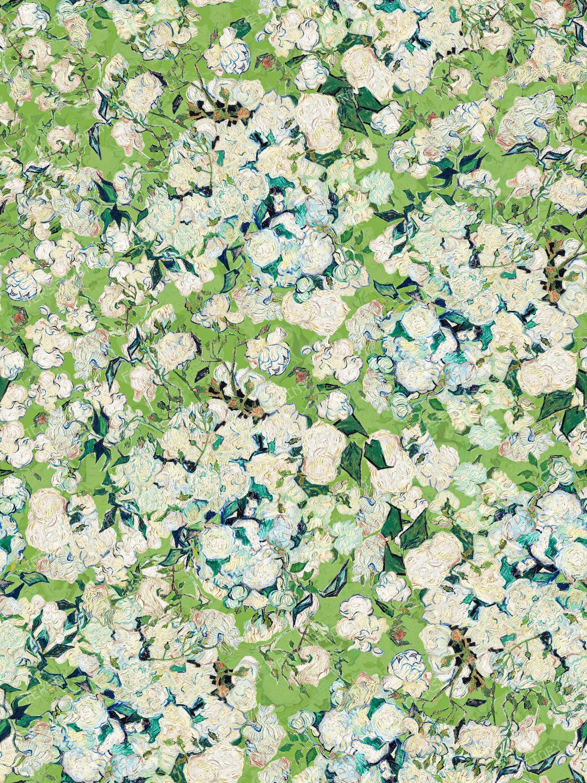 Vincent van Gogh Original Roses - Post Impressionist Museum Masterpiece - Turquoise — Green