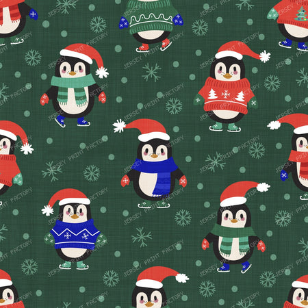 Cute Christmas Penguins in Sweaters & Santa Hats Winter Pattern